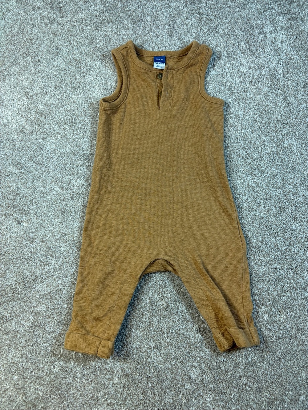 Old Navy Sleeveless Henley One-Piece in Mustard Brown